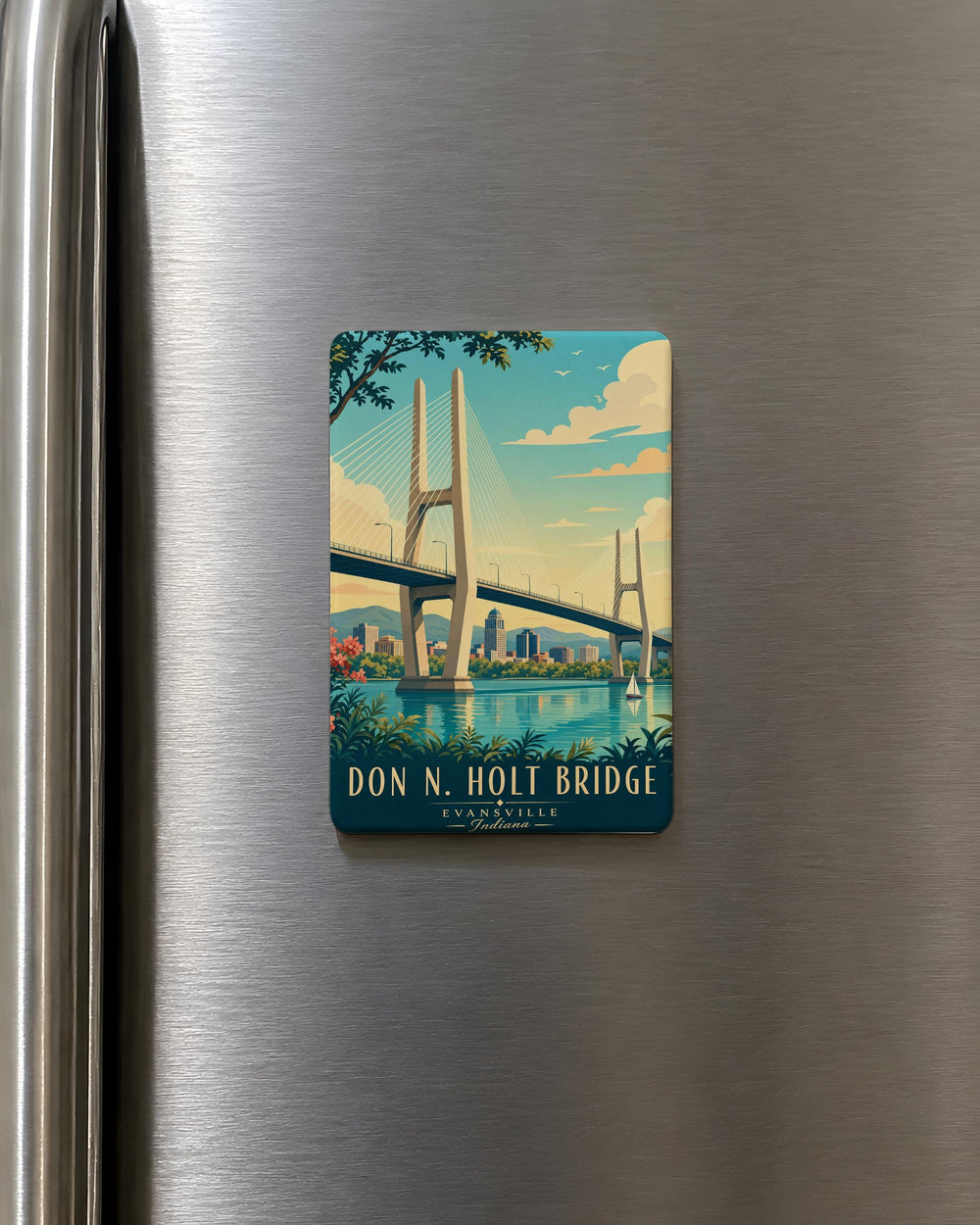 Don N Holt Bridge Fridge Magnet, Charleston SC Bridge Souvenir, South Carolina Landmark Magnet, Cooper River Bridge Gift