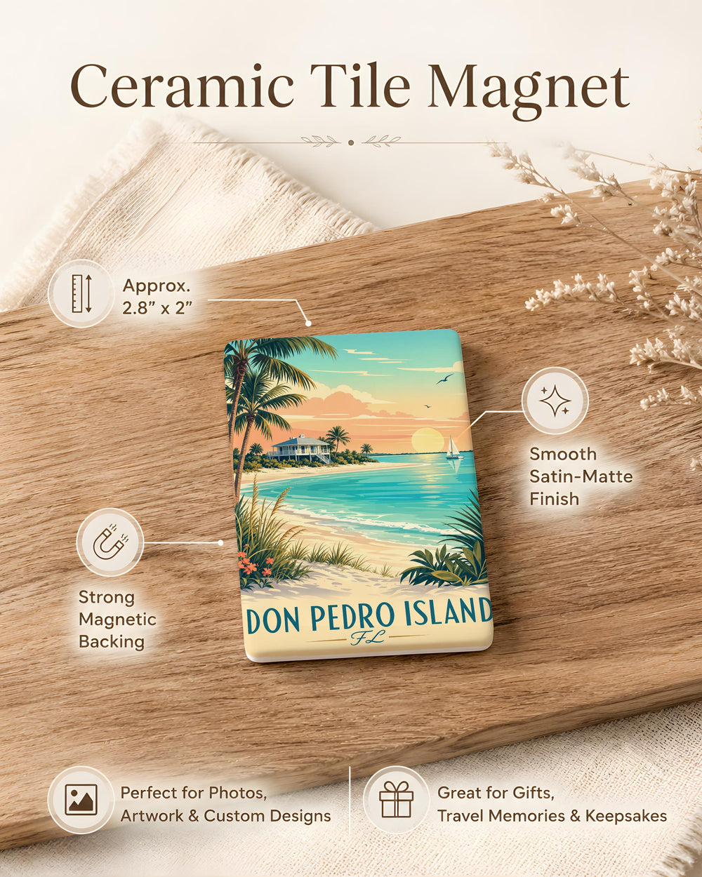Don Pedro Island FL Fridge Magnet, Florida Island Souvenir Magnet, Don Pedro Island Keepsake Magnet