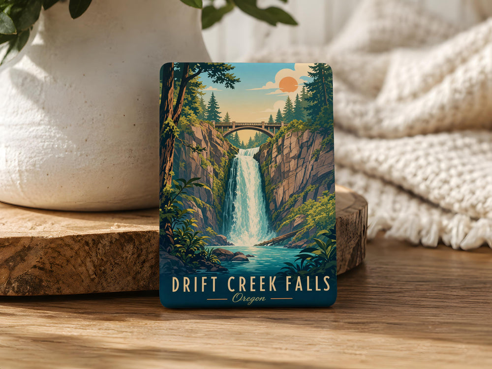 Drift Creek Falls Fridge Magnet, Oregon Waterfall Souvenir Magnet, Nature Travel Keepsake, Coastal Hiking Landmark Magnet