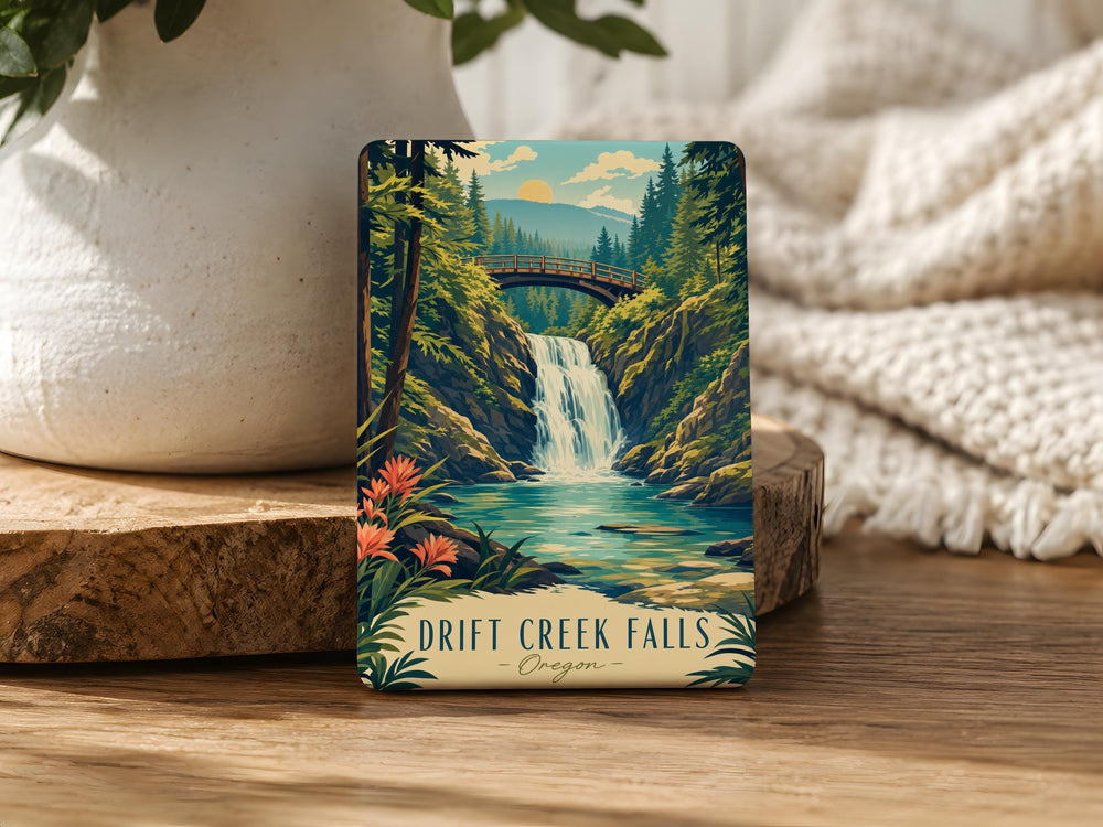 Drift Creek Falls Oregon Fridge Magnet, Waterfall Nature Souvenir Magnet, Coastal Forest Travel Keepsake Magnet