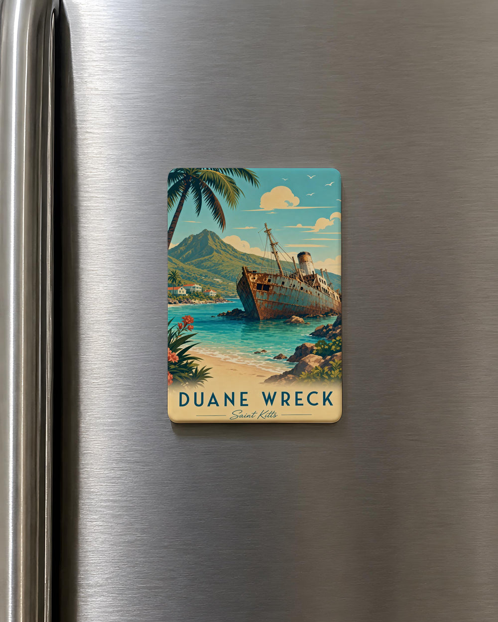 Duane Wreck Fridge Magnet, Shipwreck Scene Souvenir Magnet, Nautical Coastal Decor Magnet, Ocean Wreck Keepsake Magnet