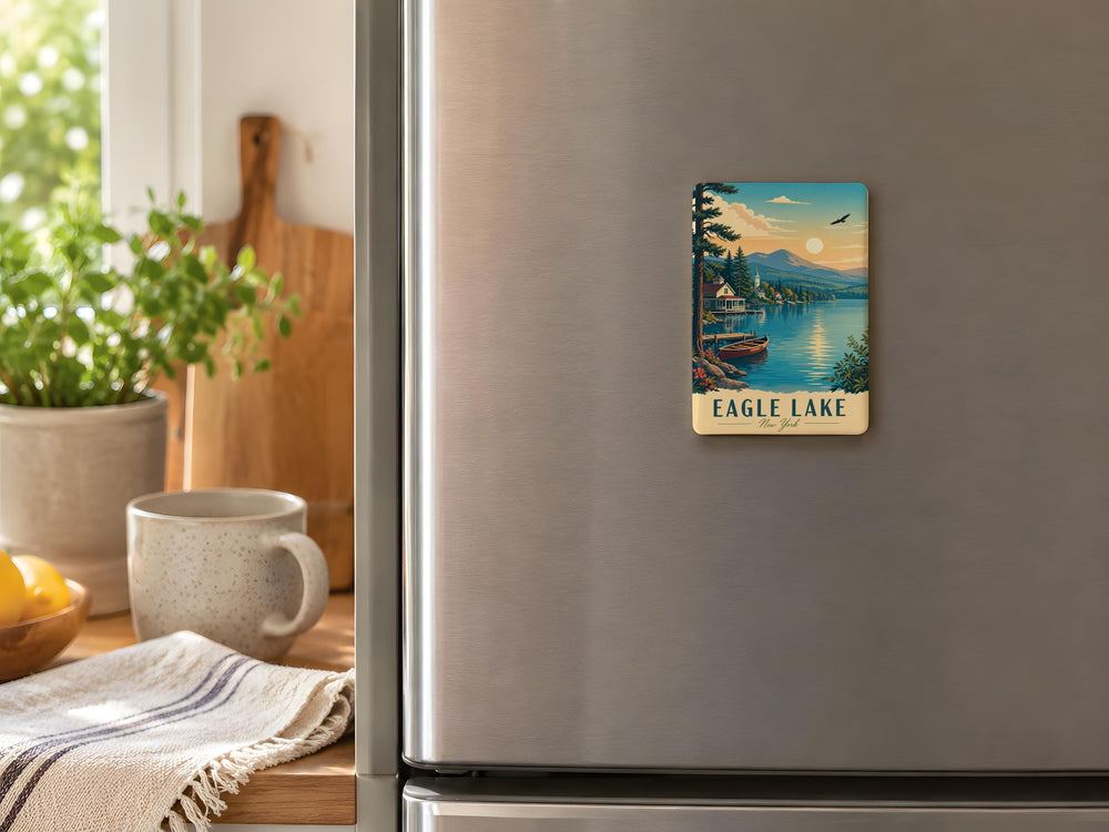 Eagle Lake NY Fridge Magnet, Eagle Lake New York Souvenir Magnet, Adirondacks Travel Keepsake, Lake Cabin Vacation Gift