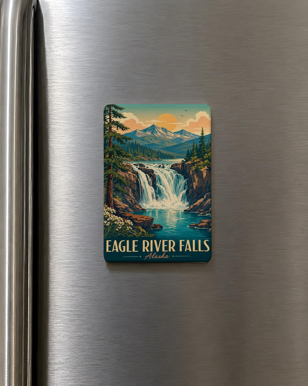 Eagle River Falls Fridge Magnet, Waterfall Nature Souvenir, Scenic River Cascade Landmark Magnet
