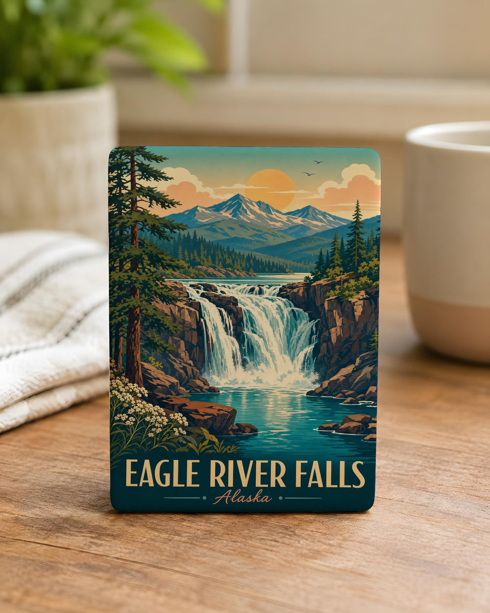Eagle River Falls Fridge Magnet, Waterfall Nature Souvenir, Scenic River Cascade Landmark Magnet