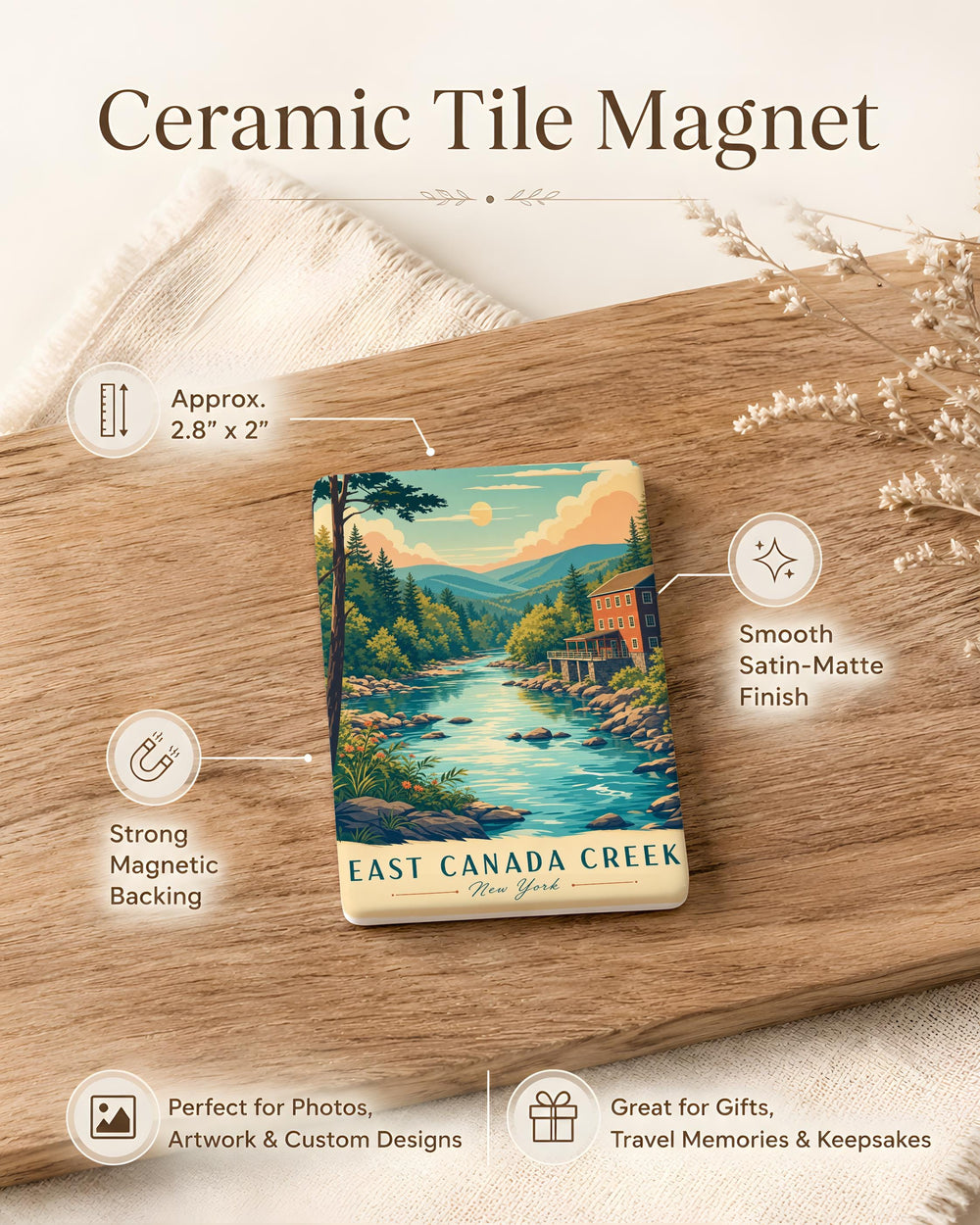 East Canada Creek Fridge Magnet, New York Nature Souvenir, Adirondack Waterway Keepsake, Creek Landscape Travel Gift