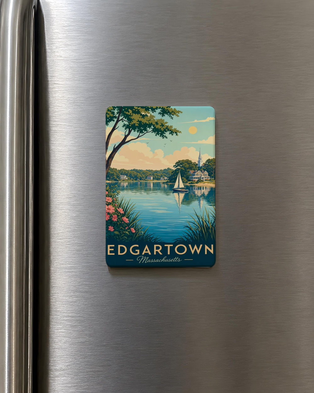 Edgartown Great Pond Fridge Magnet, Martha's Vineyard Massachusetts Souvenir Magnet, Coastal Pond Landmark Magnet