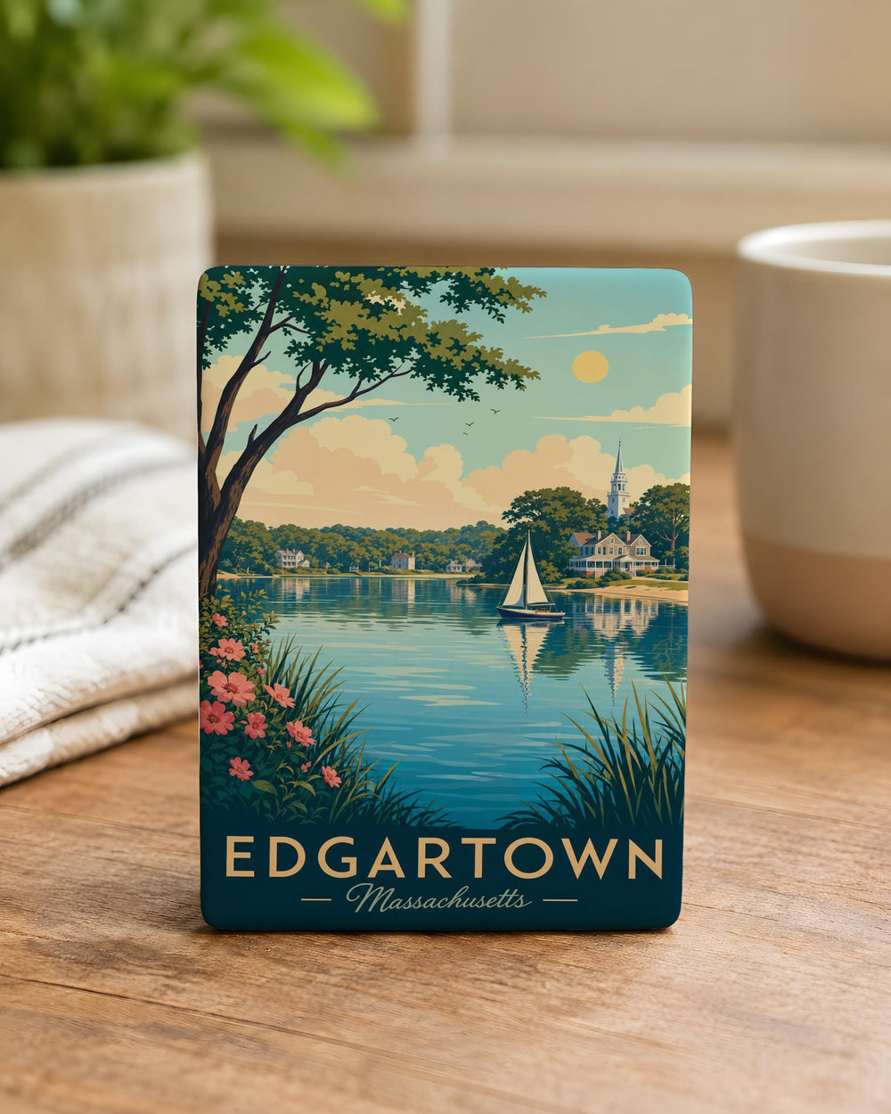 Edgartown Great Pond Fridge Magnet, Martha's Vineyard Massachusetts Souvenir Magnet, Coastal Pond Landmark Magnet