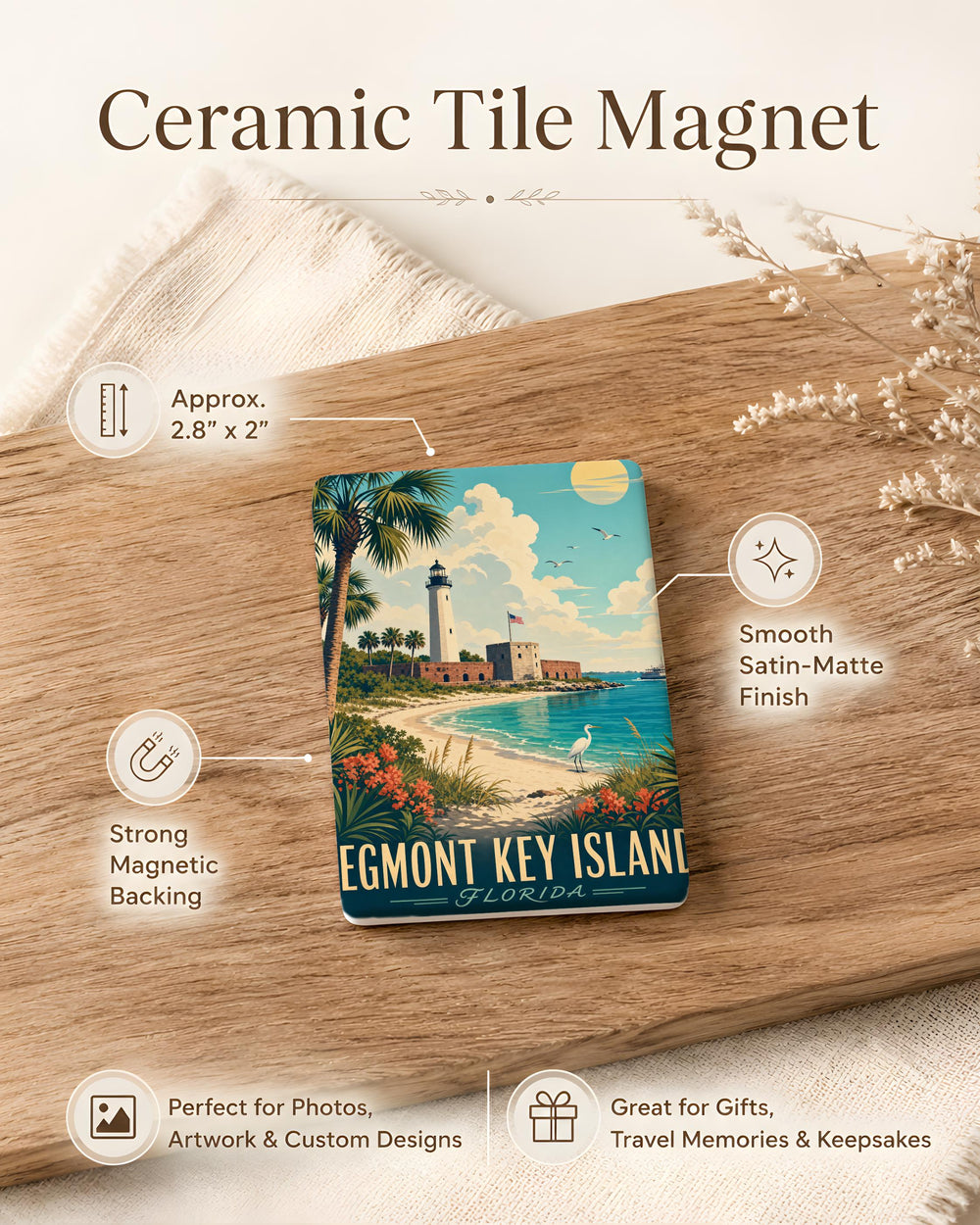 Egmont Key Island Fridge Magnet, Florida Coastal Landmark Souvenir, Gulf Coast Island Keepsake Magnet
