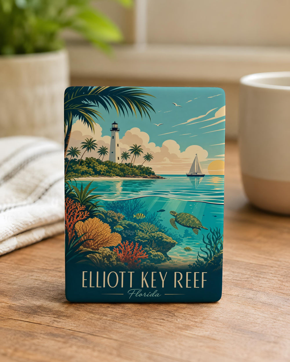 Elliott Key Reef Fridge Magnet, Florida Keys Coral Reef Ocean Sea Life Souvenir Magnet, Tropical Island Reef Decor Gift