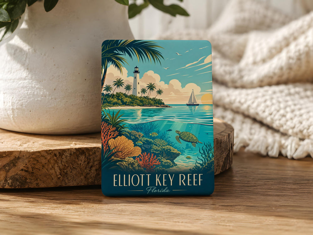 Elliott Key Reef Fridge Magnet, Florida Keys Coral Reef Ocean Sea Life Souvenir Magnet, Tropical Island Reef Decor Gift
