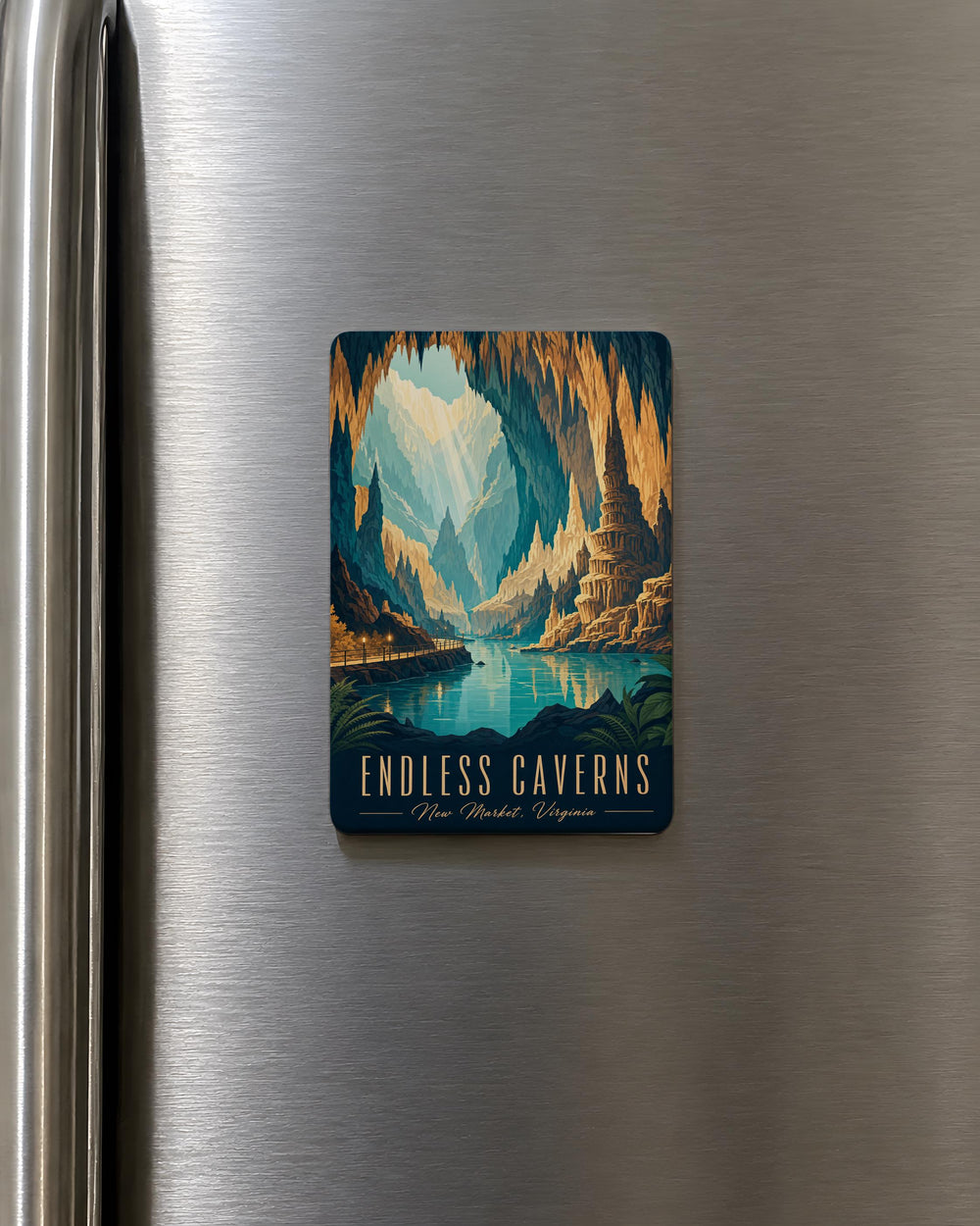 Endless Caverns Fridge Magnet, Underground Cave Tunnels, Stalactites & Stalagmites, Spelunking Adventure Souvenir Magnet