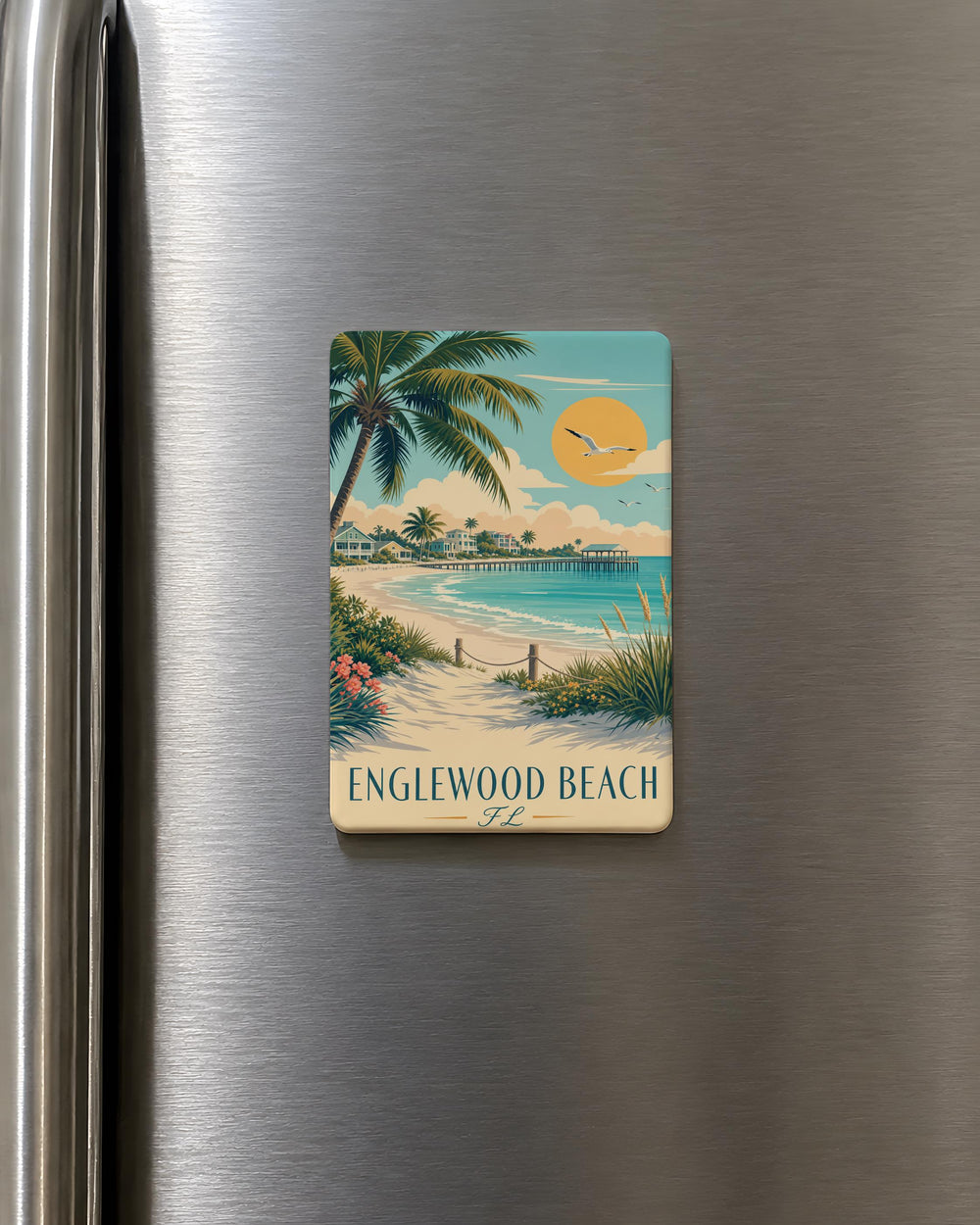 Englewood Beach FL Fridge Magnet, Florida Beach Souvenir Magnet, Englewood Florida Coastal Vacation Gift