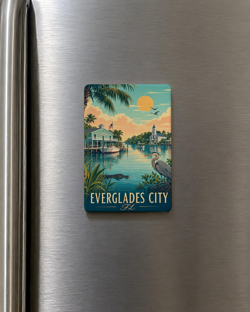 Everglades City FL Fridge Magnet, Florida Souvenir Magnet, Everglades National Park Travel Keepsake, Coastal Town Gift