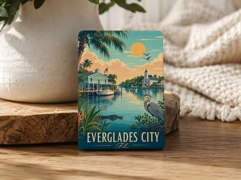 Everglades City FL Fridge Magnet, Florida Souvenir Magnet, Everglades National Park Travel Keepsake, Coastal Town Gift