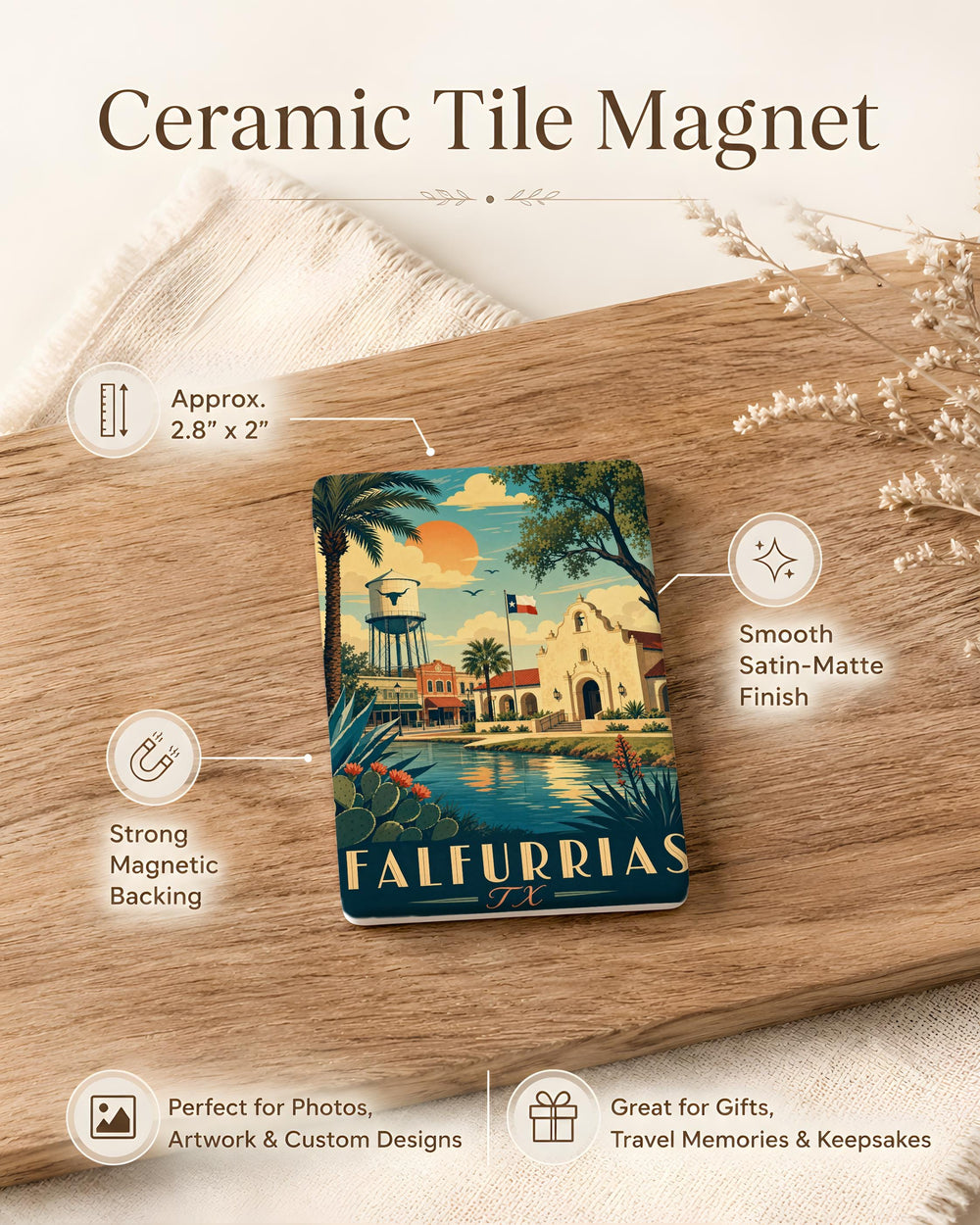 Falfurrias TX Fridge Magnet, Texas Town Souvenir Magnet, Falfurrias Texas Travel Gift, South Texas Keepsake Magnet