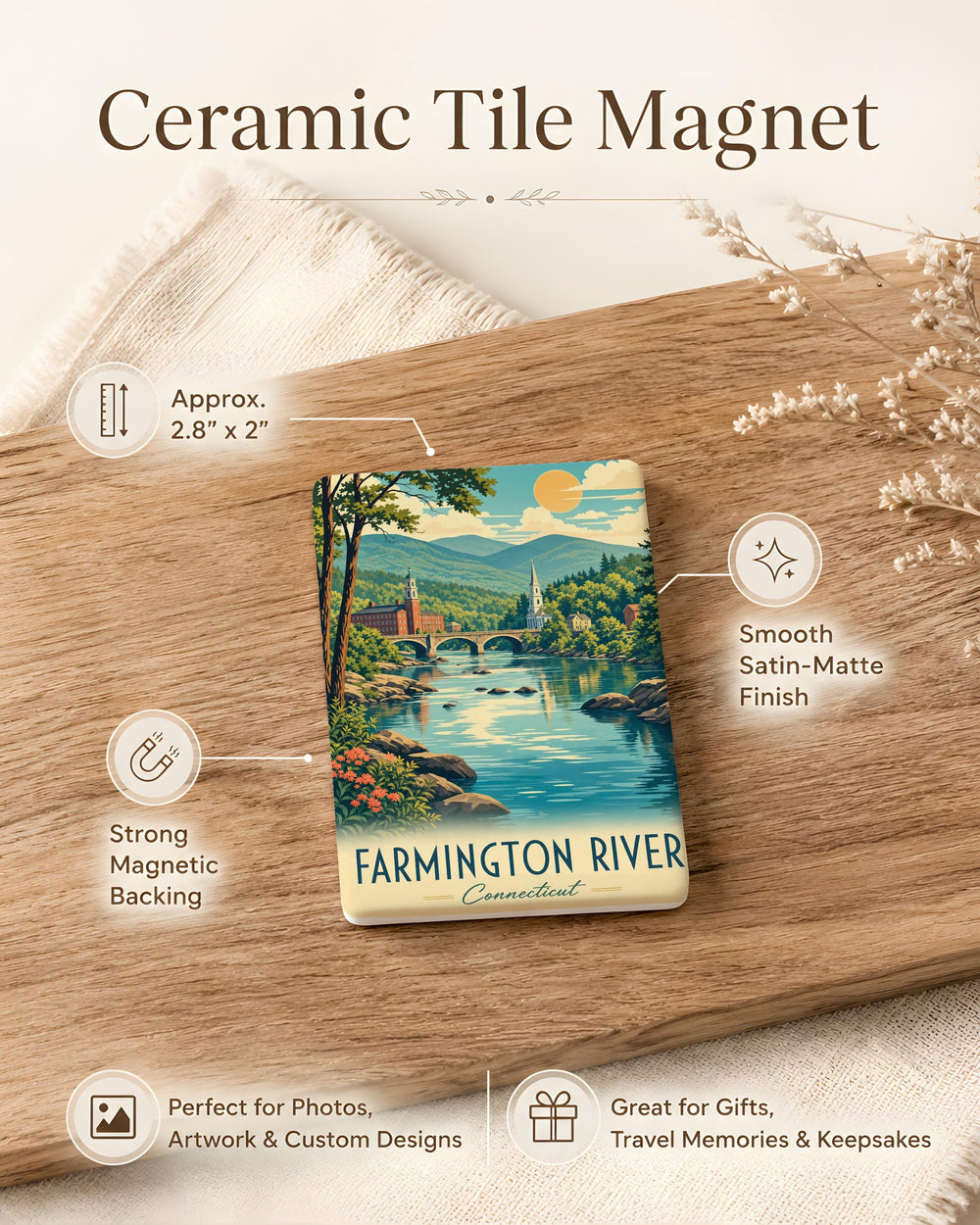 Farmington River Fridge Magnet, Farmington River Souvenir Magnet, Connecticut River Keepsake, Outdoor Nature Travel Gift