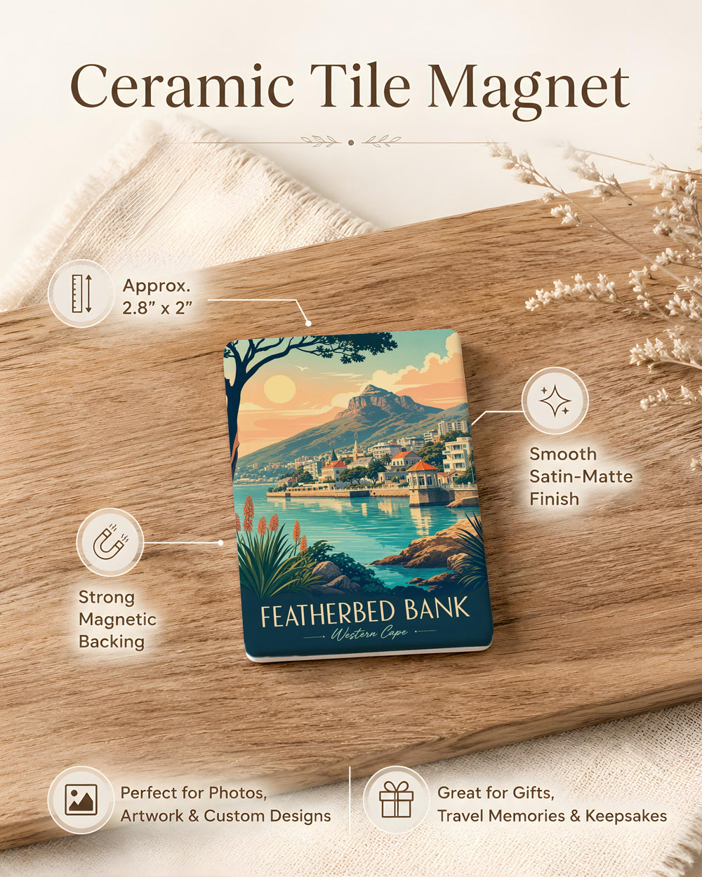 Featherbed Bank Fridge Magnet, Featherbed Bank Landmark Souvenir Magnet, Coastal Bank Nature Scene Refrigerator Magnet