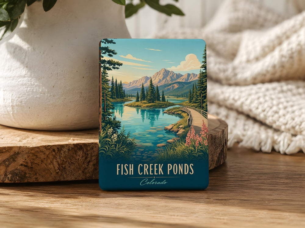 Fish Creek Ponds Fridge Magnet, Adirondack Mountains Lake and Pine Forest Souvenir Magnet, New York Nature Travel Gift