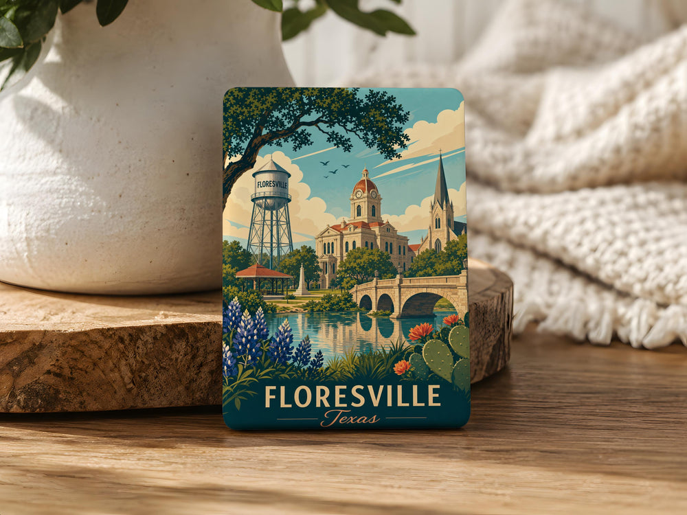 Floresville TX Fridge Magnet, Floresville Texas Souvenir Magnet, Wilson County Travel Gift, Hometown Keepsake Magnet