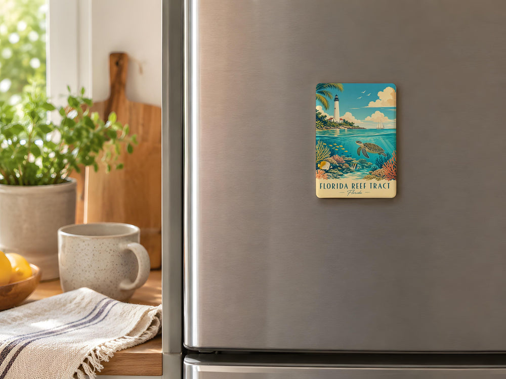 Florida Reef Tract Fridge Magnet, Florida Keys Coral Reef Ocean Sea Life Souvenir Magnet, Coastal Marine Nature Gift