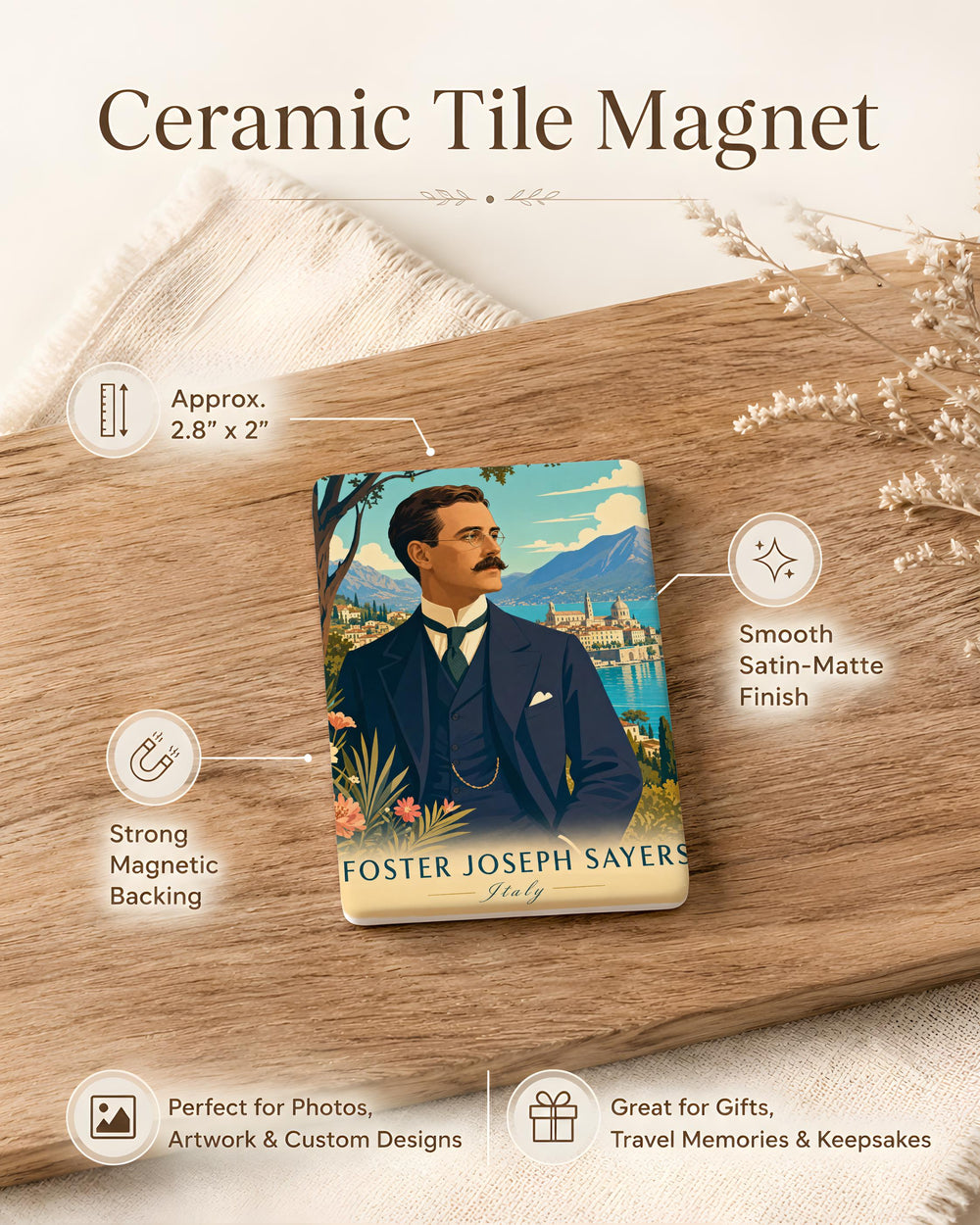 Foster Joseph Sayers Fridge Magnet, Name Magnet, Personalized Gift, Family Surname Keepsake, Home Kitchen Decor Magnet