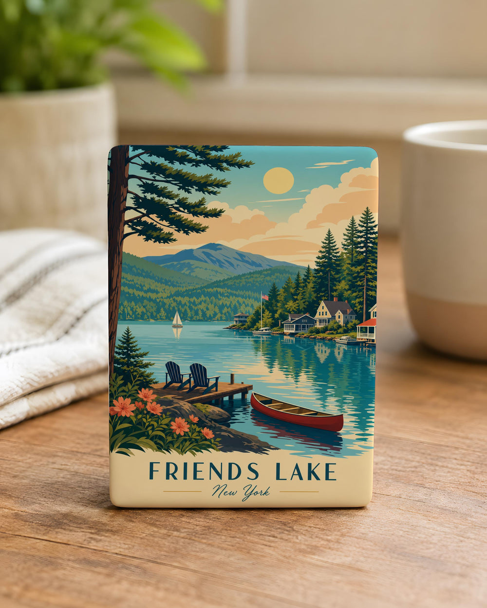 Friends Lake Fridge Magnet, Adirondack Lake Souvenir Magnet, Lake House Cabin Vacation Keepsake, New York Lake Decor Magnet