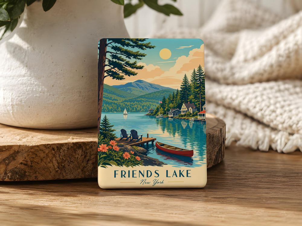 Friends Lake Fridge Magnet, Adirondack Lake Souvenir Magnet, Lake House Cabin Vacation Keepsake, New York Lake Decor Magnet