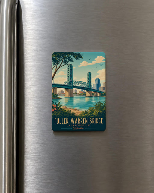 Fuller Warren Bridge Fridge Magnet, Jacksonville Florida Landmark Souvenir Magnet, St Johns River Bridge Magnet
