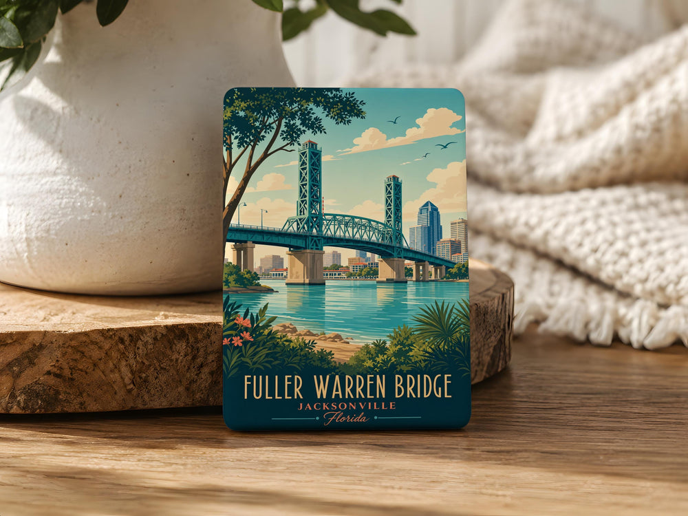 Fuller Warren Bridge Fridge Magnet, Jacksonville Florida Landmark Souvenir Magnet, St Johns River Bridge Magnet