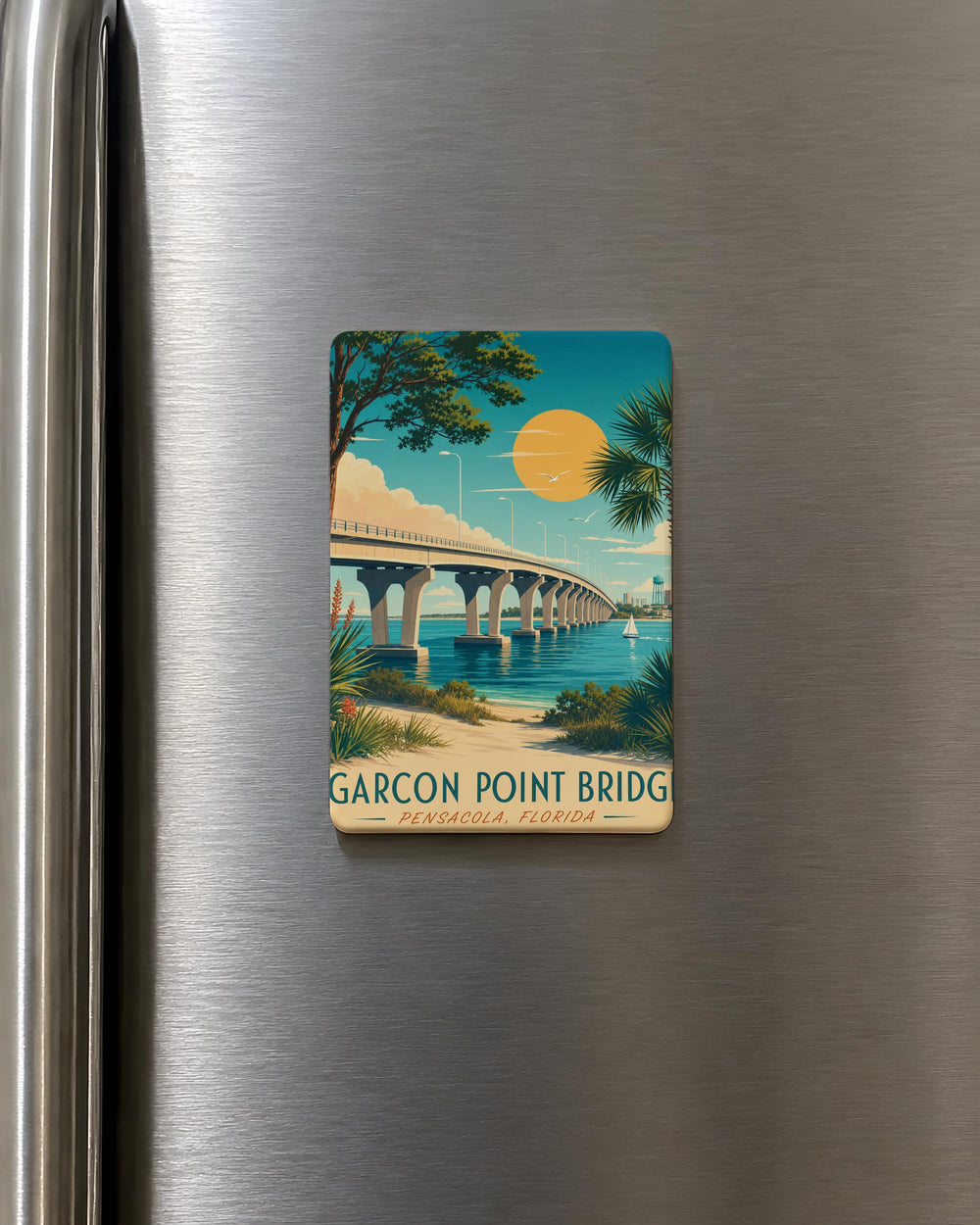 Garcon Point Bridge Fridge Magnet, Florida Bridge Souvenir Magnet, Santa Rosa Sound Landmark Gift, Coastal Travel Keepsake