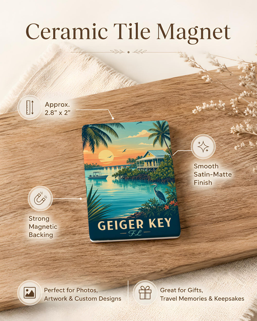 Florida Keys Geiger Counter Fridge Magnet, Florida Key West Souvenir Magnet, Radiation Detector Travel Gift Magnet