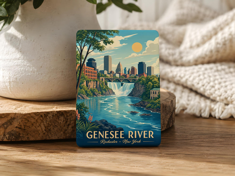 Genesee River Fridge Magnet, Rochester NY River Landmark Souvenir Magnet, New York State River Keepsake Magnet