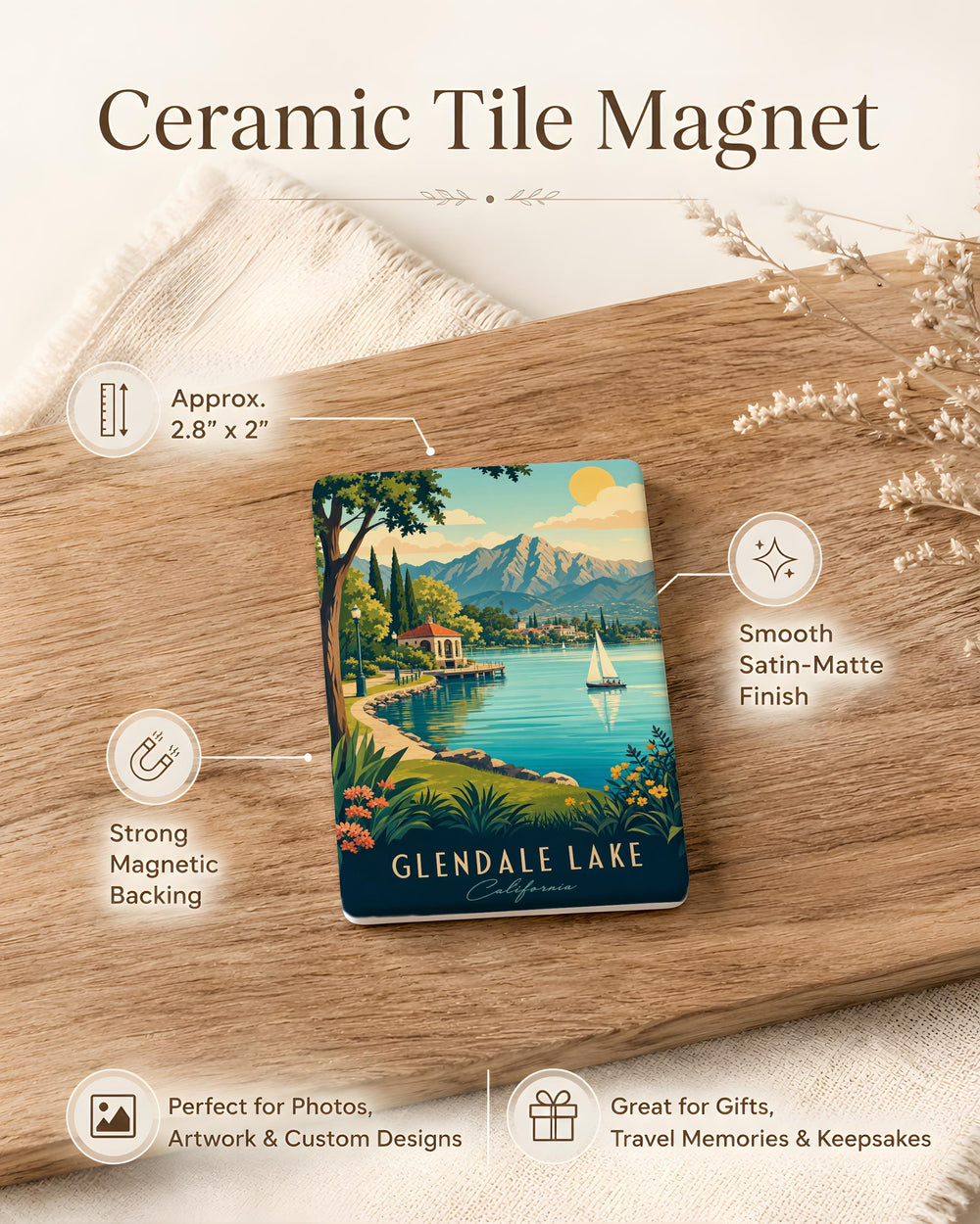 Glendale Lake Fridge Magnet, Glendale Lake Souvenir, Lake Landscape Magnet, Nature Travel Keepsake, Outdoor Adventure Gift