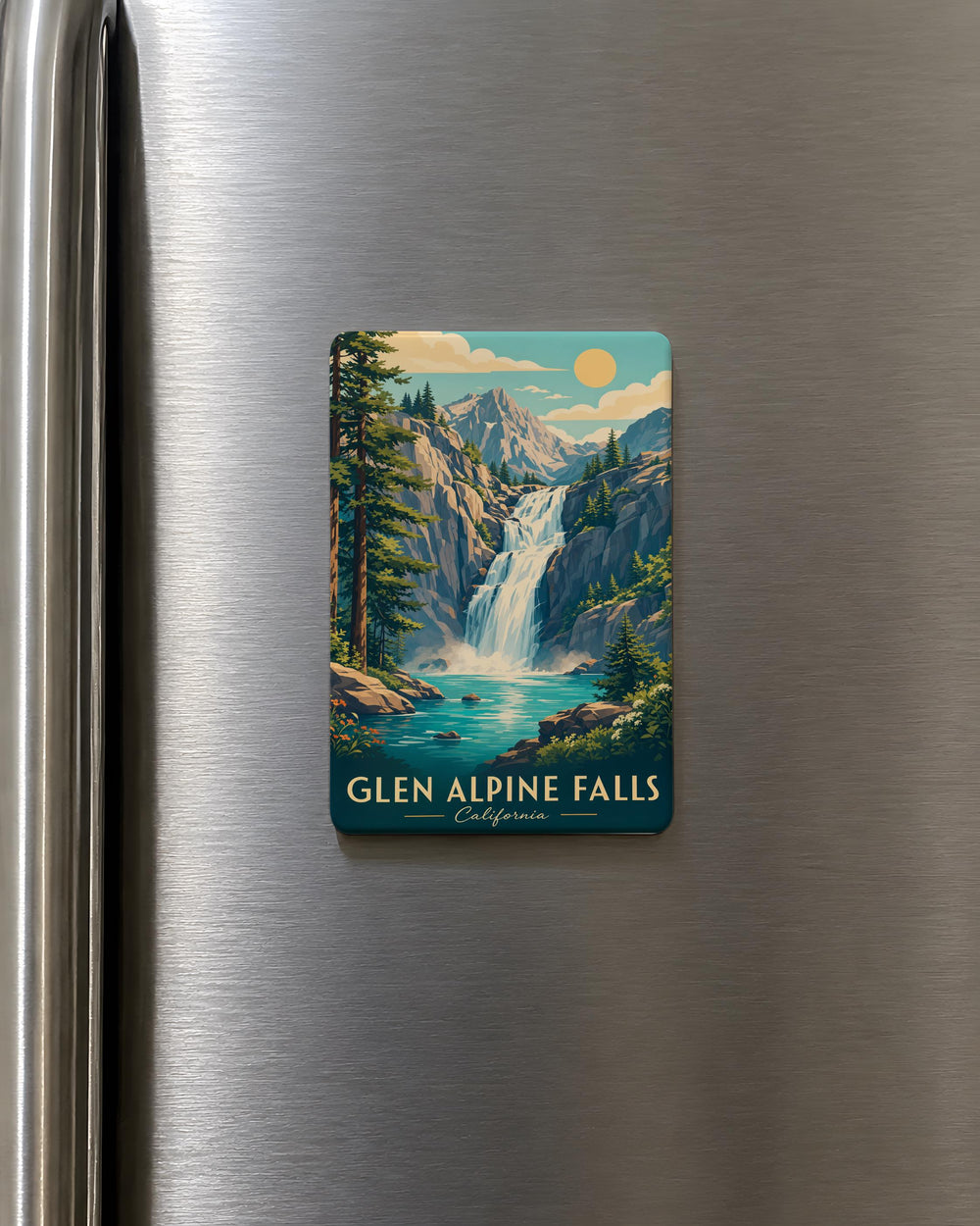 Glen Alpine Falls Fridge Magnet, Waterfall Landmark Souvenir, Hiking Trail Nature Keepsake, North Carolina Mountain Travel Gift