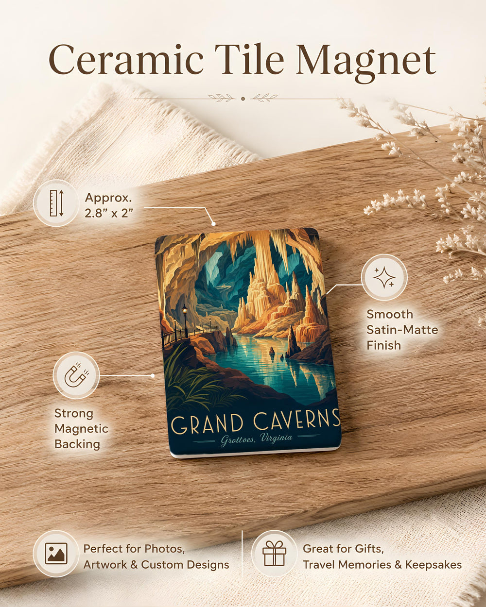 Grand Caverns Fridge Magnet, Virginia Caverns Souvenir, Cave Landmark Gift, Travel Keepsake Magnet, Underground Cavern Decor