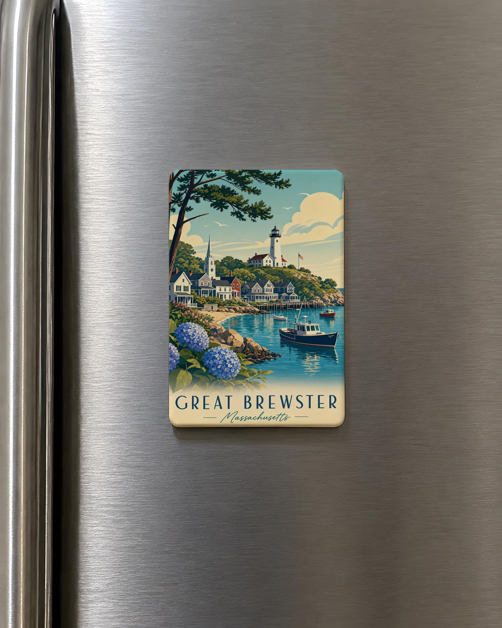 Great Brewster Fridge Magnet, Brewster Massachusetts Souvenir Magnet, Cape Cod Travel Keepsake, Coastal Town Gift