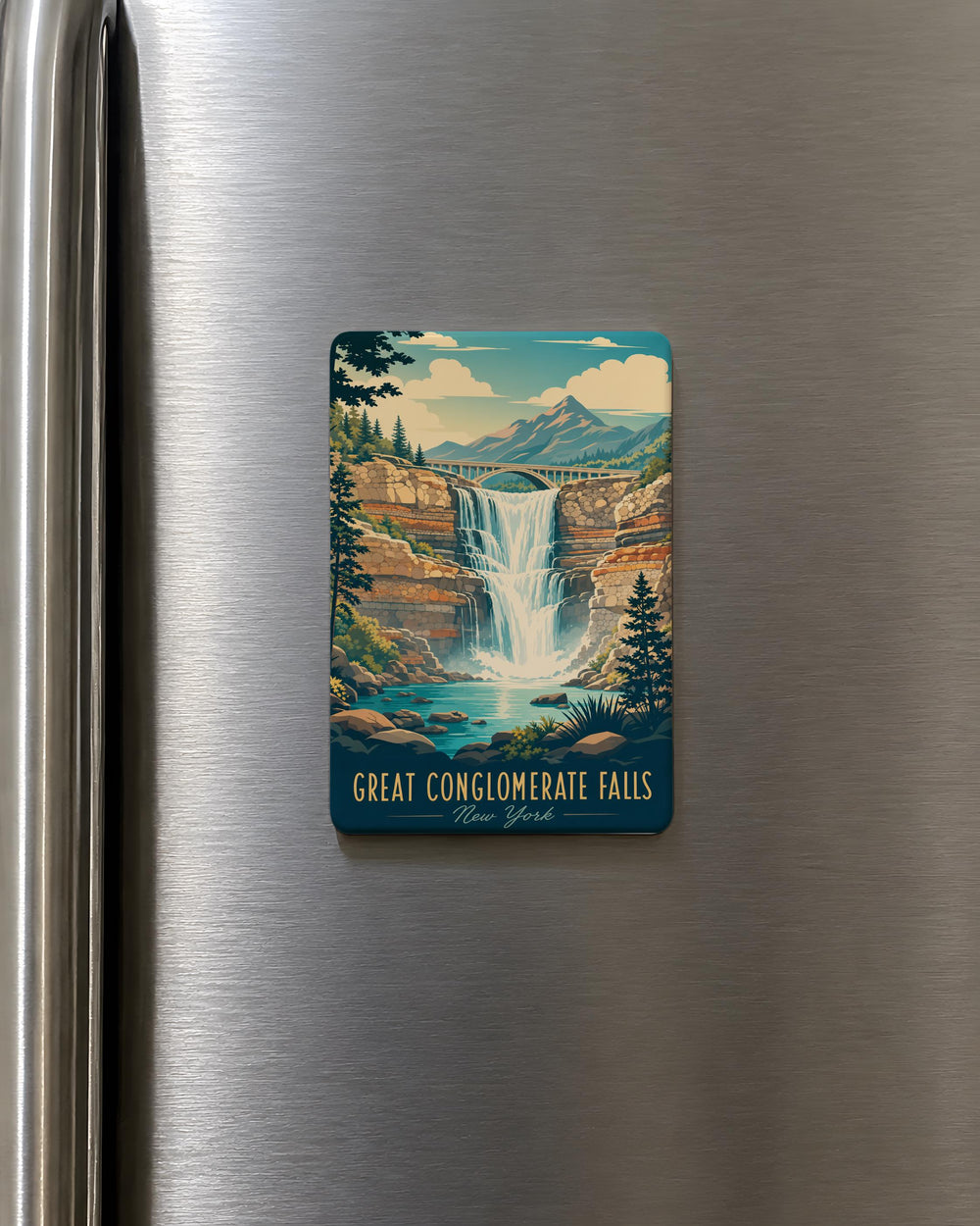 Great Conglomerate Falls Fridge Magnet, Waterfall Landmark Souvenir Magnet, Nature Travel Keepsake Magnet