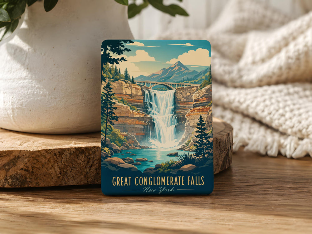 Great Conglomerate Falls Fridge Magnet, Waterfall Landmark Souvenir Magnet, Nature Travel Keepsake Magnet