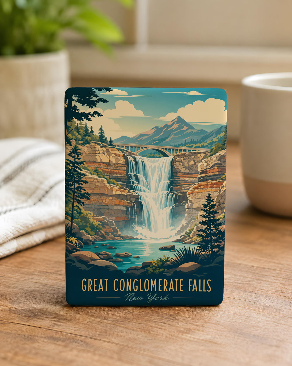 Great Conglomerate Falls Fridge Magnet, Waterfall Landmark Souvenir Magnet, Nature Travel Keepsake Magnet