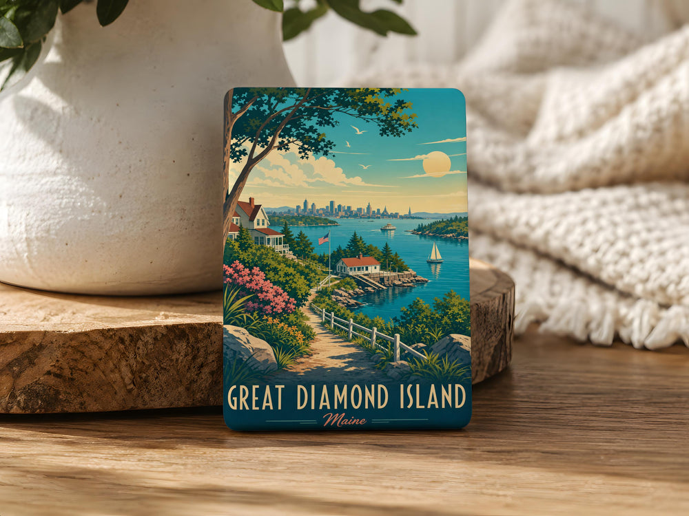 Great Diamond Island Fridge Magnet, Maine Island Souvenir Magnet, Coastal New England Vacation Keepsake, Island Landmark Gift