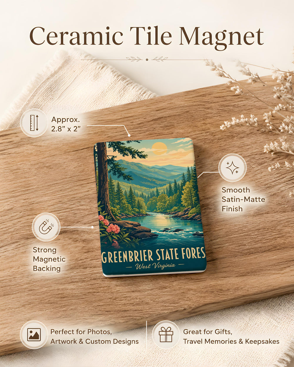 Greenbrier State Forest Fridge Magnet, Maryland State Park Souvenir, Hiking Trail Nature Travel Keepsake Gift