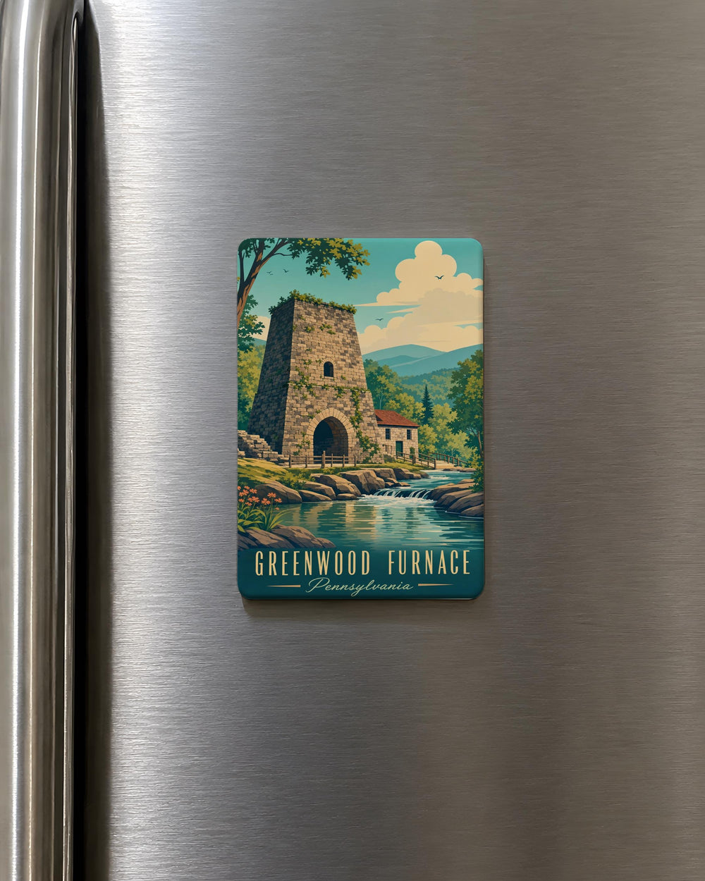 Greenwood Furnace Fridge Magnet, Greenwood Furnace State Park Souvenir Magnet, Pennsylvania Travel Keepsake Magnet