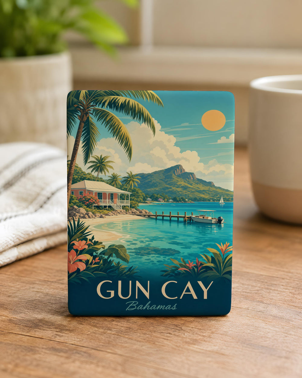 Gun Cay Fridge Magnet, Bahamas Island Souvenir Magnet, Tropical Beach Travel Keepsake, Coastal Decor Magnet