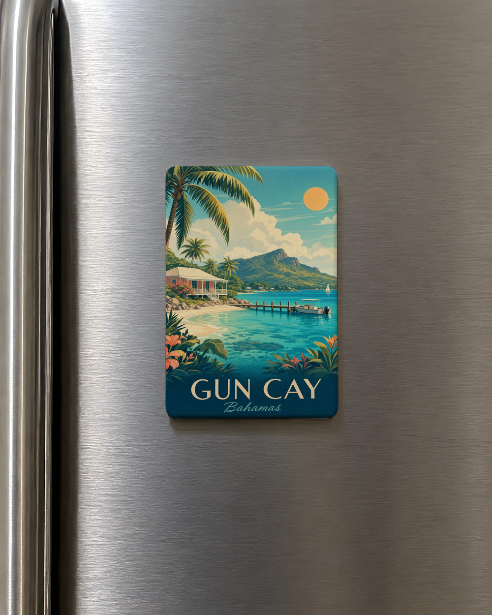 Gun Cay Fridge Magnet, Bahamas Island Souvenir Magnet, Tropical Beach Travel Keepsake, Coastal Decor Magnet