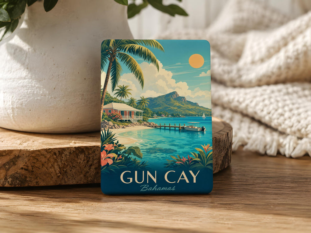 Gun Cay Fridge Magnet, Bahamas Island Souvenir Magnet, Tropical Beach Travel Keepsake, Coastal Decor Magnet
