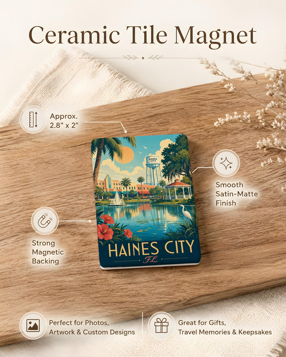 Haines City FL Fridge Magnet, Haines City Florida Souvenir Magnet, Polk County Travel Gift, Vacation Keepsake Magnet