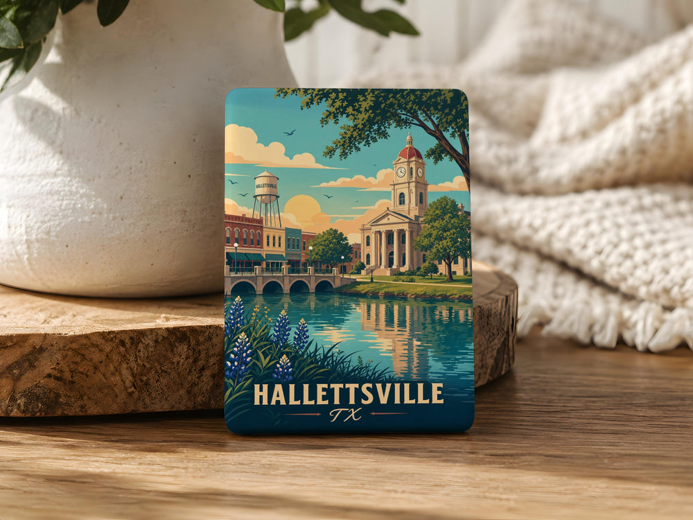 Hallettsville TX Fridge Magnet, Hallettsville Texas Souvenir Magnet, Small Town Texas Travel Keepsake Magnet