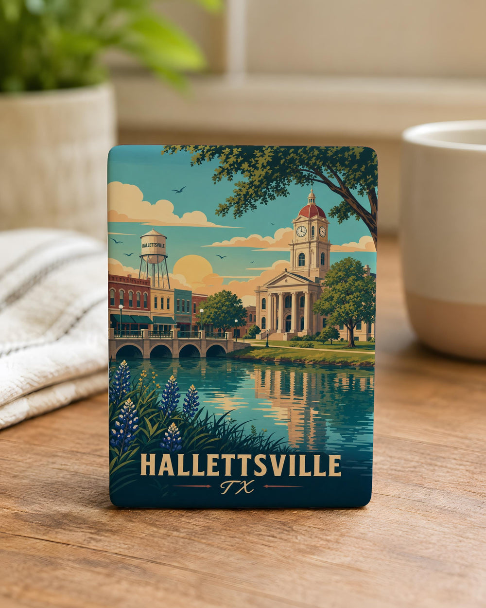 Hallettsville TX Fridge Magnet, Hallettsville Texas Souvenir Magnet, Small Town Texas Travel Keepsake Magnet