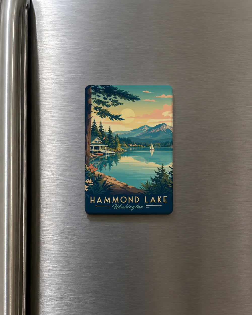 Hammond Lake Fridge Magnet, Hammond Lake Souvenir Magnet, Lake Lover Gift, Outdoor Adventure Refrigerator Magnet