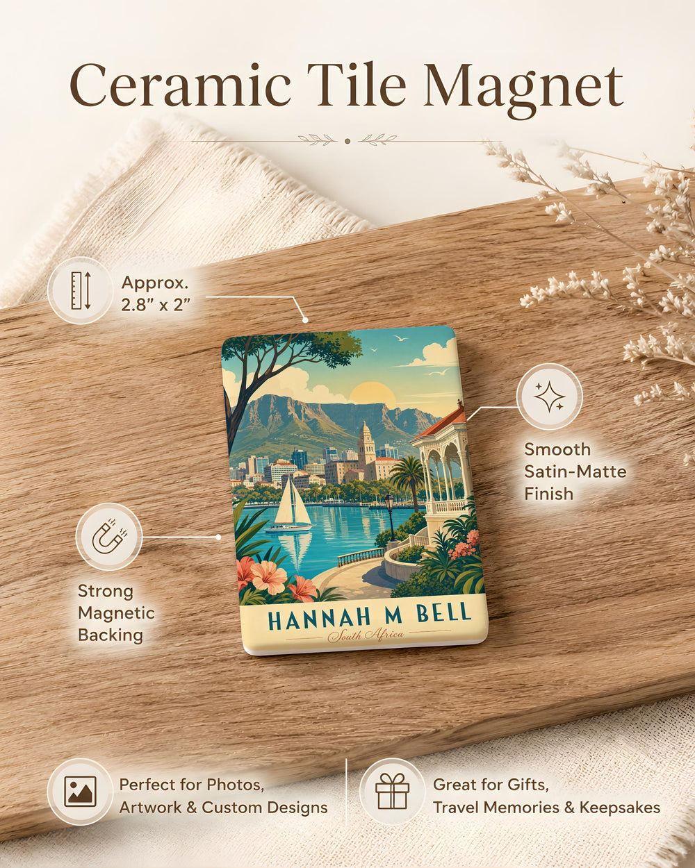 Hannah M Bell Fridge Magnet, Hannah Bell Name Magnet, Personalized Name Fridge Magnet, Custom Gift Magnet